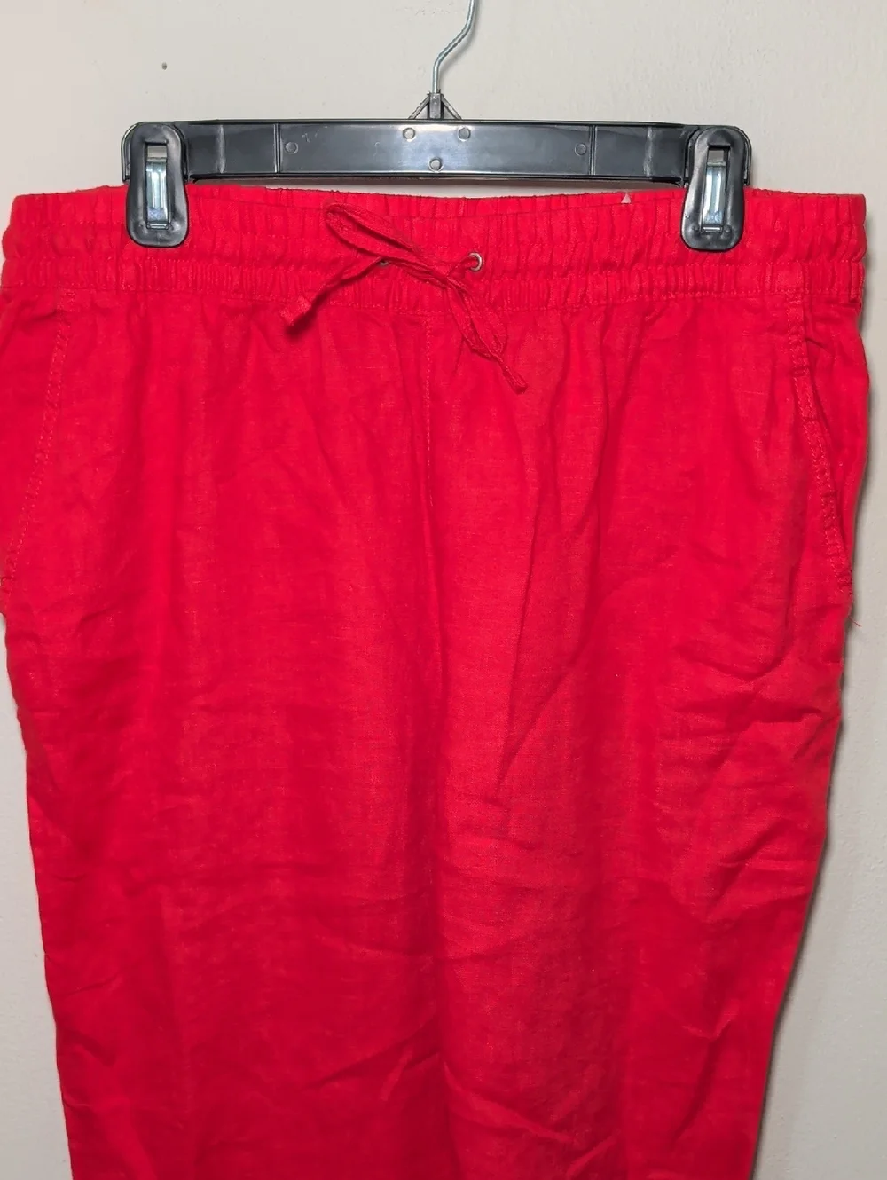 H&M 100% Linen Tapered Pull-on Pants Red High Waist Tomato Girl Women's Size M